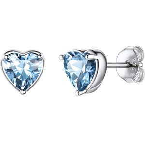 Heart Birthstone Sterling Silver Earrings